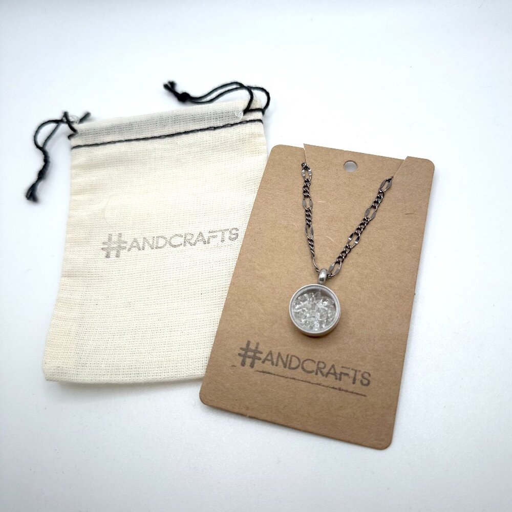 Floating Locket Pendant Herkimer Diamond Quarts 21" .925 Chain Necklace